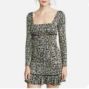Free People Black blue floral dress size 0